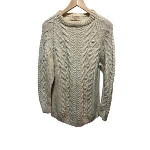 Vintage Handmade Fisherman's Sweater Cable Knit White Men's Size Medium